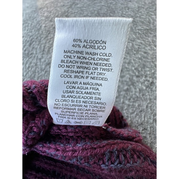 Ellen Tracy Sweater Womens Small Port Marl Burgundy Cable Knit Crew Neck New - Picture 11 of 15